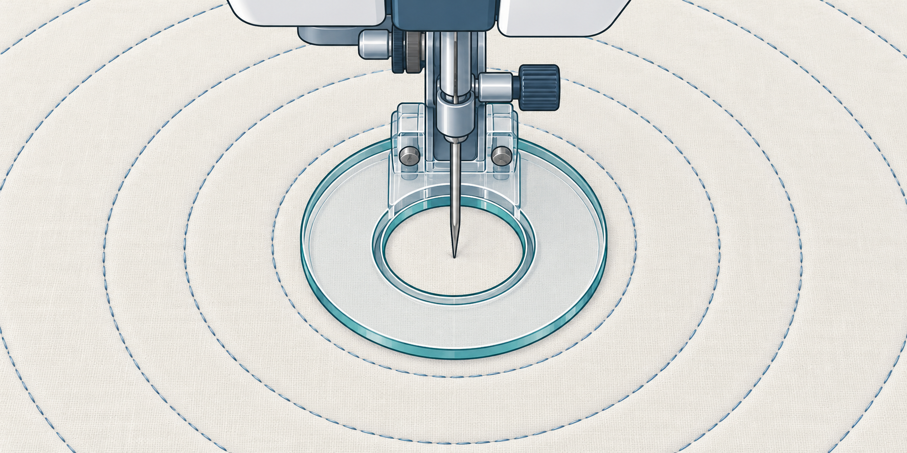 A ruler foot’s circular geometry around the centered needle
