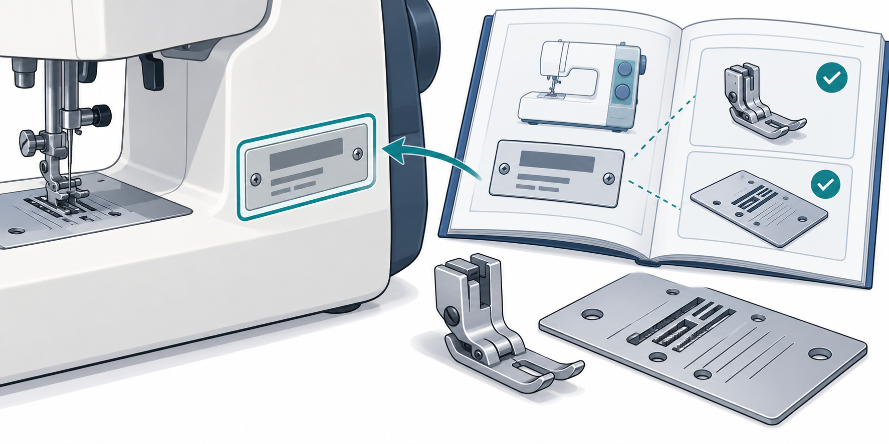 Check the exact machine model against the matching foot, plate, and manual